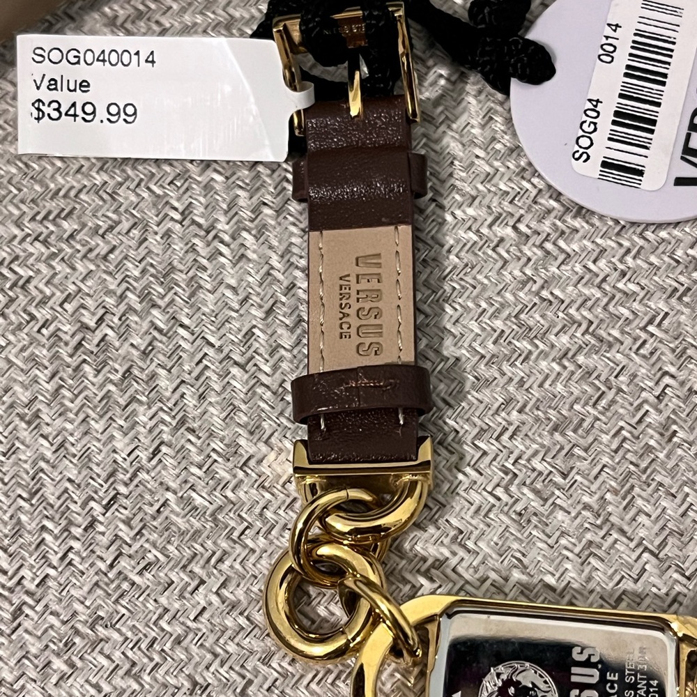 VERSUS by VERSACE NWT AUTHENTIC GENUINE BROWN LEATHER/GOLD WRAP DESIGN WATCH - Picture 13 of 17